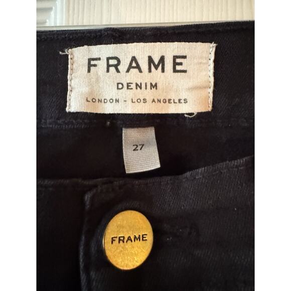 Frame Denim Le Skinny De Jeanne Jeans In Film nor Black Distressed Destroyed 27 - Picture 2 of 11